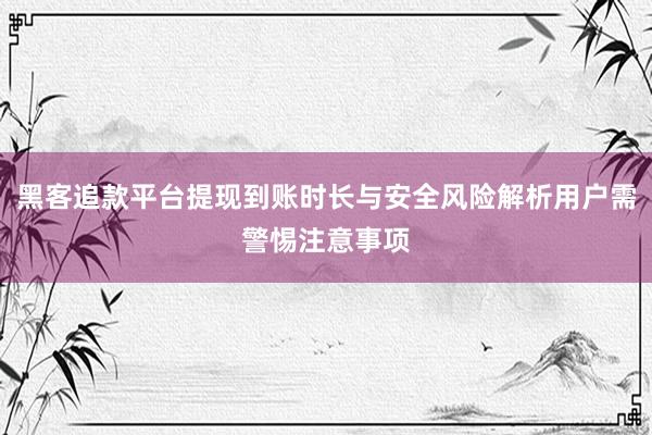 黑客追款平台提现到账时长与安全风险解析用户需警惕注意事项